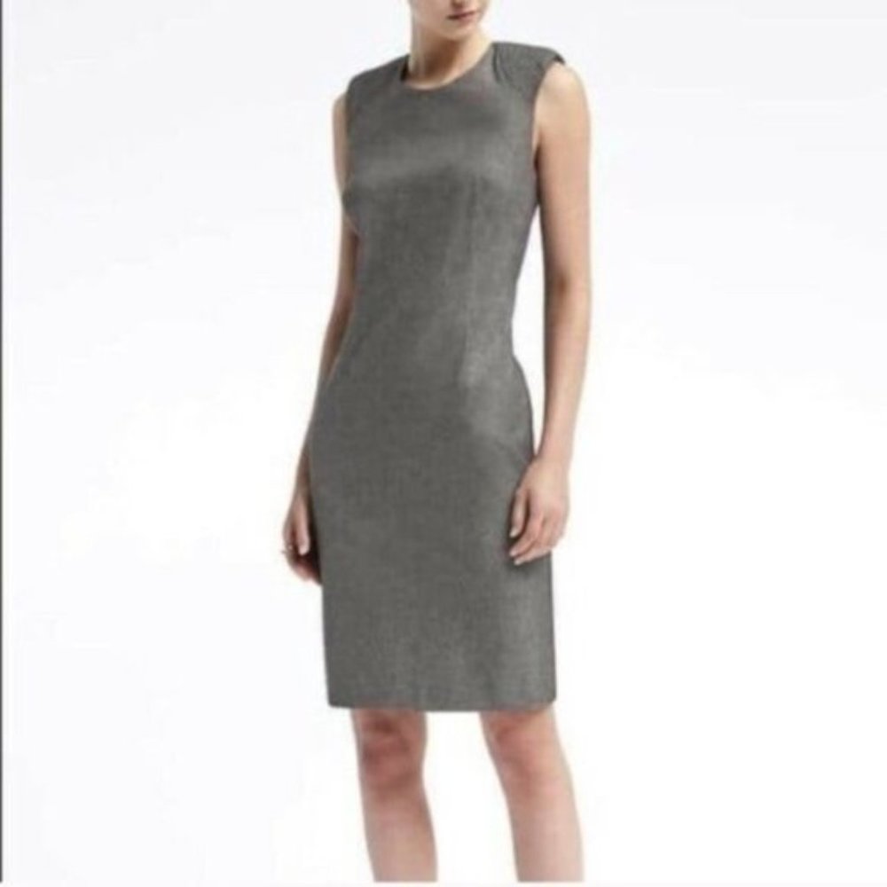 Banana Republic Heather Gray Padded Cap Sleeve Sheath Dress Size 00P EUC